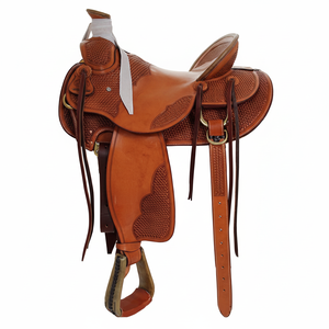 Sillines de cuero genuino para carreras de caballos en inglés, venta al por mayor, sillín de placer de barril y sendero de caballos occidental ajustable - Product Image 1