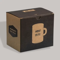 Boîte d'expédition ondulée noire personnalisée pour tasses à café Enveloppe en carton à emporter avec gaufrage et stratification mate pour cadeaux