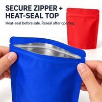 Pochette de support en mylar de couleur unie en gros sac intérieur en feuille d'aluminium avec fermeture à glissière refermable avec sac d'emballage en plastique anti-odeur