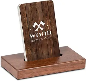 Handmade Wood Business Card Holder for Office Desk Top Custom Wood Craving Business Card Holder