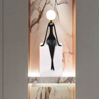 Lampe de table en résine Art Déco, sculpture de personne assise, lumière LED de nuit pour salon, chambre à coucher