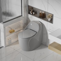 Ensemble de toilettes monobloc en céramique moderne noir, blanc et gris avec siphon en S et double chasse pour salle de bain