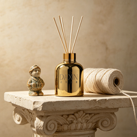 Bouteille diffuseur à roseaux ronde en verre électroplaqué or 150 ml, rechargeable, pour parfum d'ambiance, vente en gros