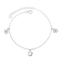 Bracelet en argent pur 925 pour enfants, avec breloque en perle et chaîne à maillons multi-pierres pour femmes