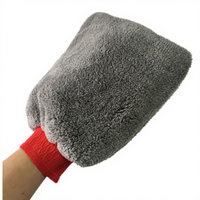 Gant de nettoyage gris-rouge anti-rayures et sans peluches, en microfibre super peluche à poils longs, pour lavage de voiture, detailing automobile et polissage de jantes