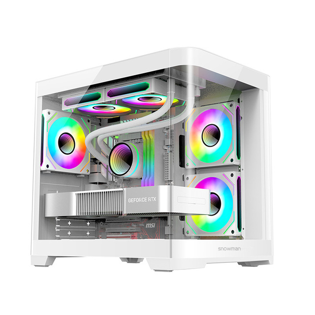 SNOWMAN CS083 Micro-ATX PC Case Support MATX/ITX Motherboard Computer Chassis With 0.5mm Thickened Panel Slide Rail Left Panel