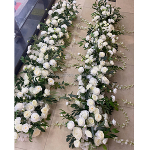 Guirnalda Central de flores con arco para boda, telón de fondo de arbol, cenador, decoración, color blanco marfil y verde - Product Image 1