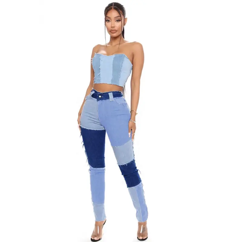Прямая поставка, Лидер продаж 2022, стильные супер Стрейчевые женские джинсовые брюки-карандаш с высокой талией и кисточками