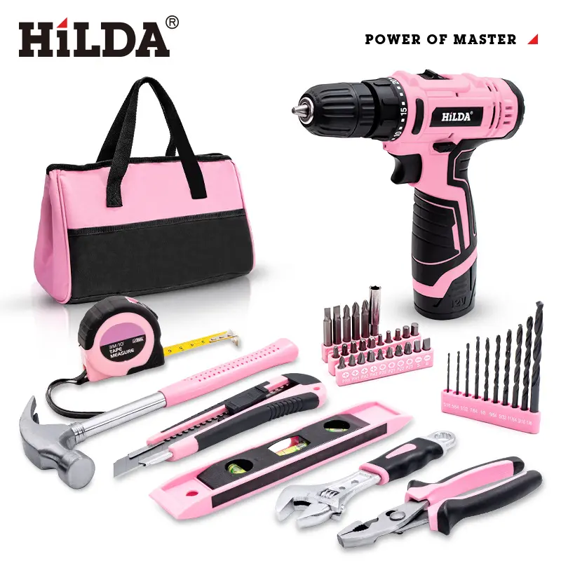 Set di trapano elettrico a batteria portatile 12V P da donna rosa con trapani elettrici a batteria