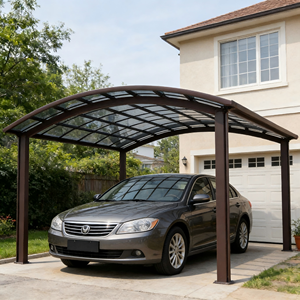 Abri de voiture moderne <span class=keywords><strong>en</strong></span> aluminium imperméable avec <span class=keywords><strong>toit</strong></span> <span class=keywords><strong>en</strong></span> polycarbonate pour stationnement extérieur, structure <span class=keywords><strong>en</strong></span> aluminium robuste - Product Image 2