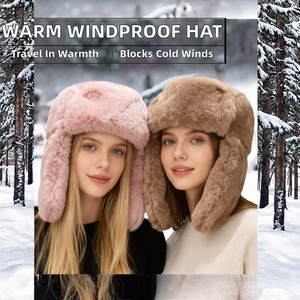 Chapeau d'aviateur Lei Feng doublé de polaire épais, protection des oreilles pour l'équitation en hiver, doux, respectueux de la peau, chaud, coupe-vent, chapeau de voyage - Product Image 2