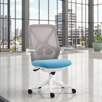 Chaise de bureau ergonomique moderne en tissu avec accoudoirs fixes, pivotante, soutien lombaire réglable, vérin à gaz certifié, alliage d'aluminium