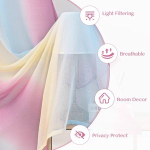 Colorido Ombre <span class=keywords><strong>Dolly</strong></span> Cortinas para niñas 63 pulgadas 2 paneles Unicorn <span class=keywords><strong>Princess</strong></span> Theme en púrpura azul amarillo para decoración de cenefas de dormitorio - Product Image 3