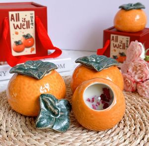 Tarro de cerámica <span class=keywords><strong>Dajidali</strong></span> Naranja Fruta Vela perfumada Vela en forma de naranja - Product Image 2