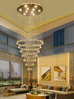 Grand Lustre en Cristal Duplex pour Villa Hôtel Club Salon Restaurant Design Créatif en Acier Inoxydable pour Escalier