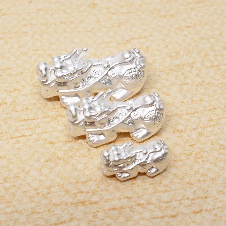 S999 Pure Silver handmade DIY braid rope bracelet string beads accessories materials money tree lucky spacer beads