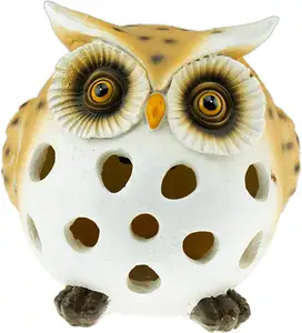 Polyresin Garden Solar Owl Statue Outdoor Decor