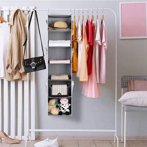 6-<b>shelf</b> Non-woven Collapsible <b>Shelves</b> Hanging Closet Storage Bag Hanging Wardrobe Organizer with Mesh Pockets - Product Image 4