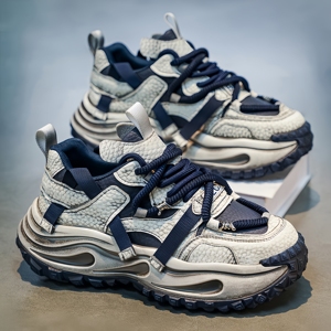 Chaussures décontractées pour hommes, tendance hiver, style rétro, sport, à talons hauts et semelles épaisses - Product Image 2