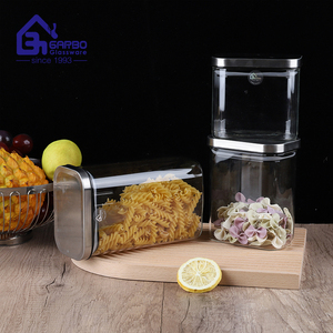 Contenants de stockage en verre rectangulaires avec couvercle en acier inoxydable 950 ml, bocaux de stockage en verre borosilicate hauts avec couvercles pour aliments - Product Image 5