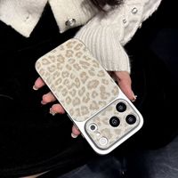 Étui de protection antichoc en cuir PU de haute qualité avec texture léopard scintillante pour iPhone 17 16 15 14 13 Pro Max
