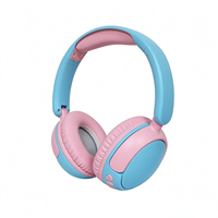 Headphone Anak Lipat Nirkabel Over Ear dengan Batas Volume Aman 85dB, Pelindung Pendengaran, Dilengkapi Mikrofon, Mendukung OEM