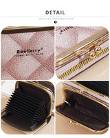 Baellerry dompet wanita, gaya ramping tempat kartu lipat dua Dompet ritsleting kapasitas besar dompet koin untuk anak perempuan kelas tinggi kulit PU