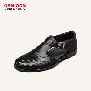 Sandales habillées Oxford en cuir de vachette OEM personnalisées, confortables, respirantes, imperméables, résistantes aux chocs, à bout pointu, avec boucle tressée à la main - Product Image 1