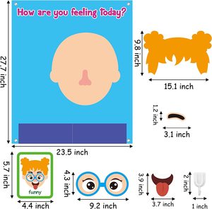Ensemble de cartes émotionnelles en feutre de coton moderne pour l'apprentissage des expressions faciales et des émotions, à suspendre <span class=keywords><strong>au</strong></span> <span class=keywords><strong>mur</strong></span> - Product Image 4
