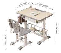 Ensemble de chaise et table d'étude modernes, écologiques et durables avec table réglable en hauteur pour mobilier de salle de classe