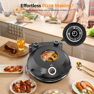 <span class=keywords><strong>Four</strong></span> à <span class=keywords><strong>pizza</strong></span> électrique de comptoir de 12 pouces Machine domestique intérieure portable avec <span class=keywords><strong>four</strong></span> à pierre noire à croûte croustillante de chauffage à 420 degrés - Product Image 2