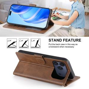 Étui portefeuille à rabat en cuir PU effet cuir de veau classique avec porte-cartes pour iPhone 17 Pro Max, 17 Air, 16, 15 - Product Image 5