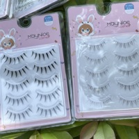 5 paires de faux cils 3D, cils 3D naturels longs faits à la main, bande transparente, lot de cils