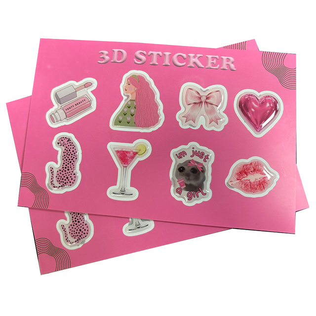 Wholesale 3d Stickers for Phone Back Cover Stickers A6 Die Cut Epoxy Dome Gel Decorative Stickers