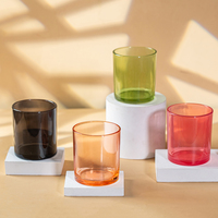 Pot en Verre Cylindrique de Luxe Vide pour Bougies 6oz 8oz 10oz, Boîtes d'Emballage Métalliques Imprimées pour Bougeoirs