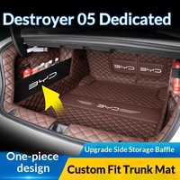 Tapis de coffre marron avec bordure pour BYD Destroyer 05, doublure de hayon dédiée, accessoires intérieurs de voiture OLIVER