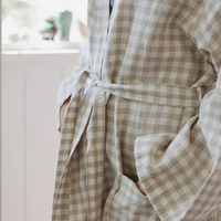 Peignoir Kimono Personnalisé 100% Lin Tissé Respirant Séchage Rapide pour Hommes, Femmes et Couples – Idéal Printemps/Été, Vêtements d'Intérieur et Pyjamas