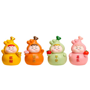 Adorno de Calabaza Pequeña de la Suerte para Bebé, 4 Piezas, Resina, Decoración de Escritorio Feng Shui, Regalo de Año Nuevo Chino - Product Image 5