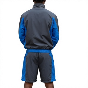 Ensemble 2 pièces personnalisé pour homme avec cordon de serrage, style urbain uni, coupe-vent léger et respirant en polyester et élasthanne, séchage rapide - Product Image 3
