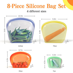 Kitchen Silicone Reusable Eco-Friendly <b>Vacuum</b> Compressed Food Storage Multipack Clear Freezer <b>Bags</b> Double Lock Seal <b>Bags</b> - Product Image 2