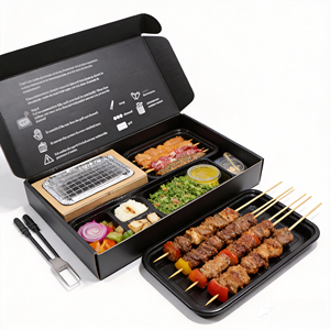 Juego de fiambrera Bento para barbacoa de carbón portátil desechable de nuevo estilo, cajas de papel para llevar con parrilla integrada - Product Image 2