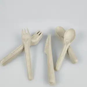 Бамбуковая одноразовая бумага из сахарного тростника, из китайского волокна, суп, вилка, нож, ложка, столовые приборы