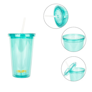 ถ้วยพลาสติกไร้สาร BPA ขนาด500มล. ใช้ซ้ำได้แก้วน้ำชาพร้อมหลอดถ้วยน้ำสำหรับเด็กและนักเรียน - Product Image 4