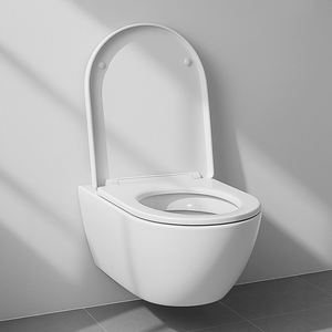 Inodoro Moderno de Cerámica Suspendido sin Borde <span class=keywords><strong>con</strong></span> Asiento de Cierre Suave, <span class=keywords><strong>Cisterna</strong></span> Oculta y Sistema de Marco, Fácil Instalación - Product Image 1