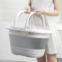Panier à linge pliable en plastique 32L avec poignée, conteneur de stockage pliable, panier à linge portable pour économiser de l'espace
