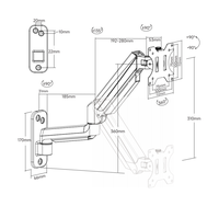 Bras de moniteur pour écrans de 13 à 32 pouces, support de moniteur d'ordinateur réglable jusqu'à 9 kg, bras de moniteur à ressort à gaz unique pour la maison et le bureau