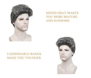 YIMANEILI court argent gris <span class=keywords><strong>perruque</strong></span> de cheveux naturels synthétique cosplay <span class=keywords><strong>Halloween</strong></span> perruques - Product Image 4