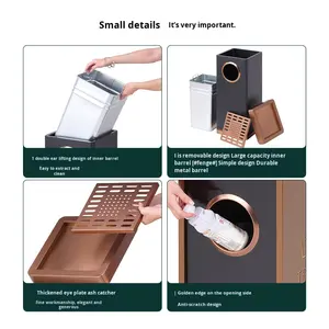 Poubelle en acier inoxydable haut de gamme pour hôtels d'affaires Poubelle de sol anti-empreintes digitales pour couloirs Salons Poubelles de hall - Product Image 2