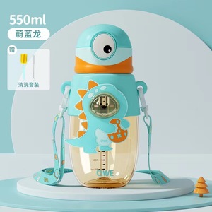 QWE Childrens PPSU Straw Cup 550ml Cute Dinosaur Design Portable For Kids Age 4+ - Product Image 1