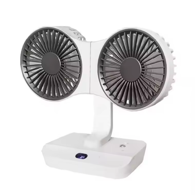 Hot Sell Portable  Weable Foldable Mini USB Rechargeable Desk Fan Hanging Dual Head  Cooling Mini Table Fan